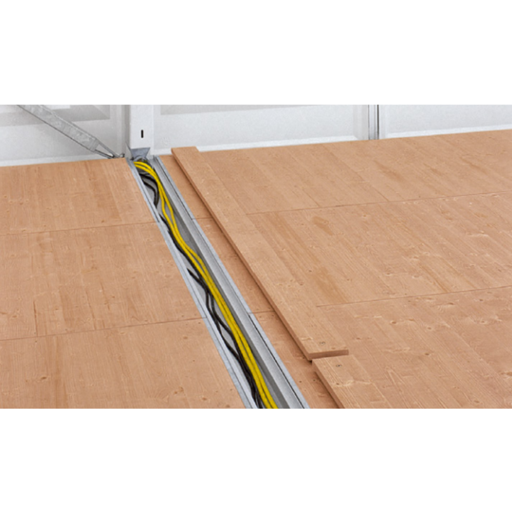 Cassette Floor Panel 1m x 2.4m with exposed section showing yellow and black cables underneath.
